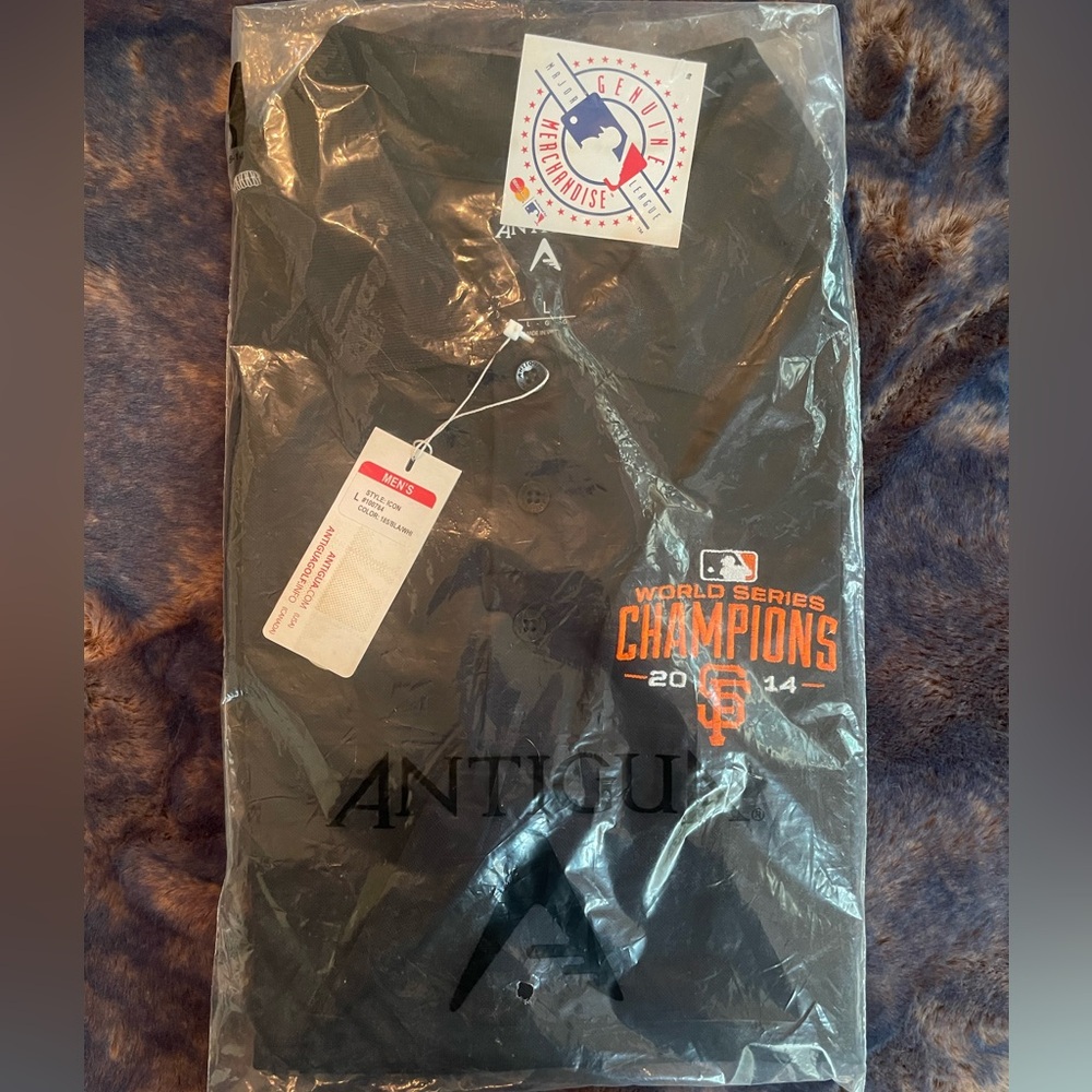NEW Rare Men’s Antigua Black World Series SF Giants Champions Polo - Picture 2 of 12